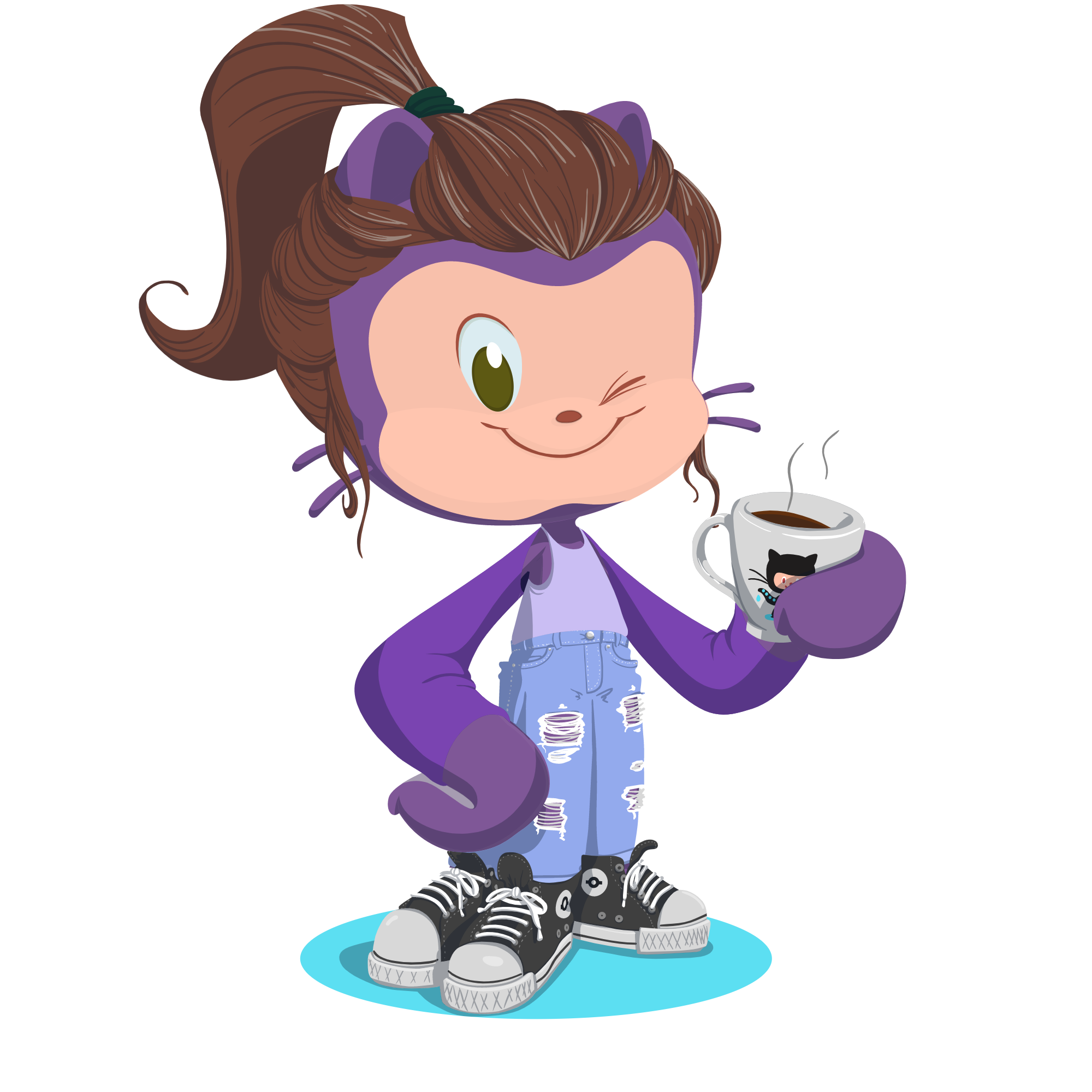 Octocat de Sthefany Albuquerque. Octocat é o mascote do GitHub.